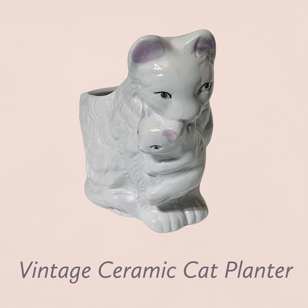 Vintage Ceramic Cat Planter